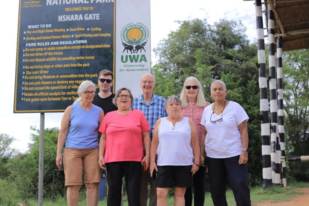 A Bashem group at a park gate