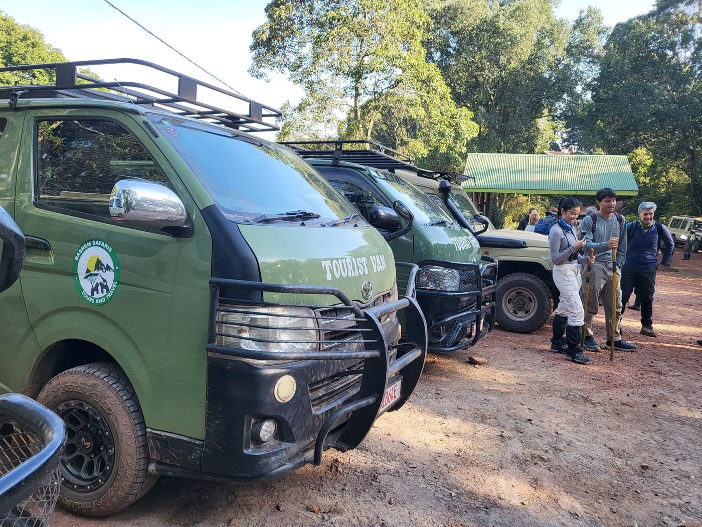 The Bashem fleet of safari vans lined up in Uganda