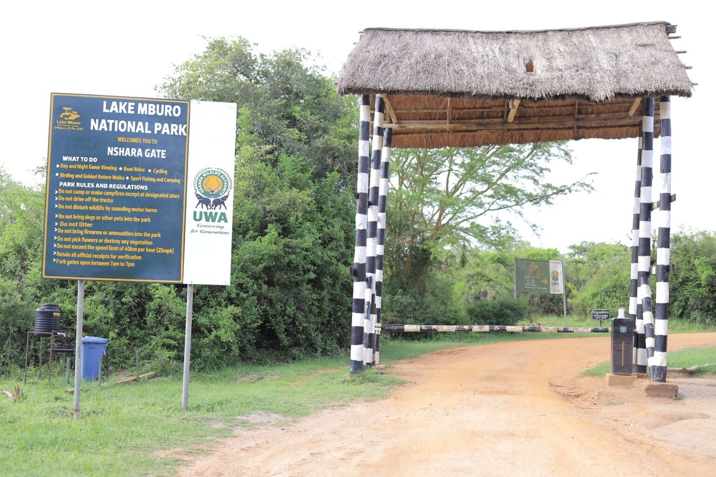 The park gate at Lake Mburo National Park in Uganda