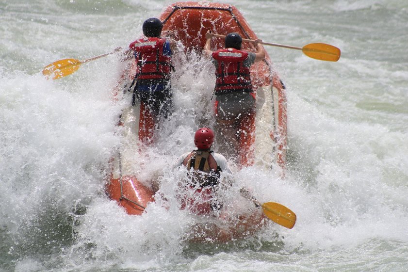 A raft on white water on the Nile