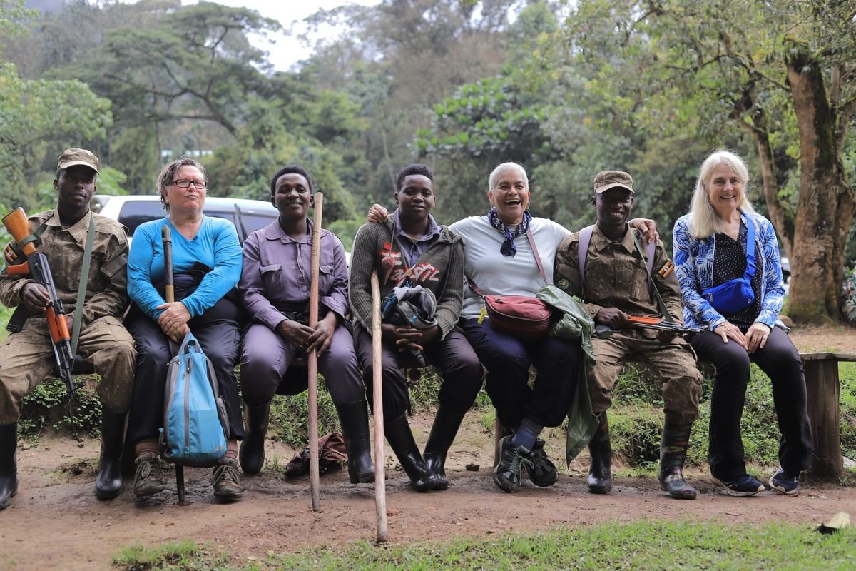 Bashem guests with their guides, rangers and porters after a gorilla trek